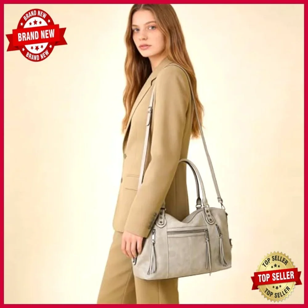 Soft Faux Leather Tote Bag with Adjustable Strap Fits 15 Inch Laptop